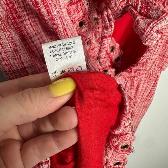 Revolve Tularosa Women's Red + White Amelia Tie Back V Neck Romper Size L - Picture 9 of 11